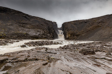Waterfall at Hagavatn lake