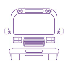 City shuttle bus. School or excursion bus. Vehicle for transportation passengers. Front view linear vector illustration.