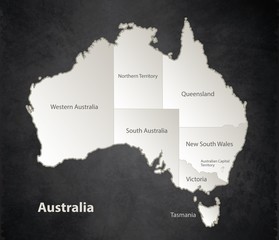 Australia map Black White separate region individual names blackboard vector