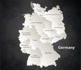 Germany map Black White separate region individual names blackboard vector