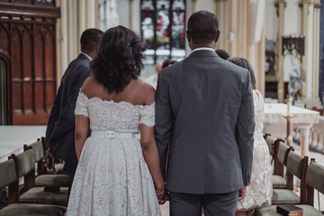 NEW YORK CITY, USA - July 10, 2018: catholic wedding ceremony in the church