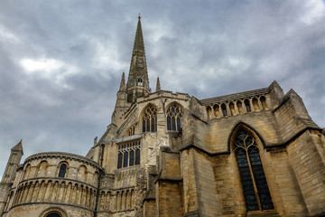 Towering cathedral in Norwich, Norfolk area