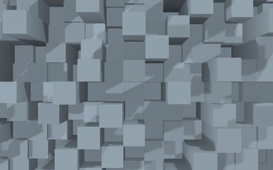 Abstract gray elegant cube geometric background. Chaotically advanced rectangular bars. 3D Rendering, 3D illustration