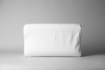 Fototapeta na wymiar Blank soft pillow on light background