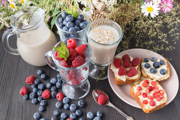 Closeup of oat milk, the concept of a vegetarian diet