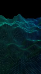 Abstract landscape background. Cyberspace grid. Hi-tech network. Vertical image orientation. 3D illustration