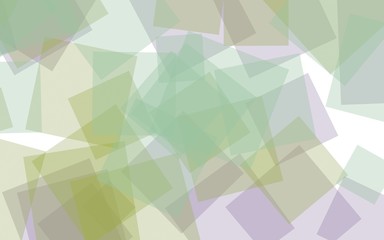 Multicolored translucent squares on white background. Green tones. 3D illustration