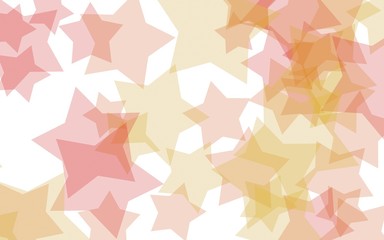 Multicolored translucent stars on a white background. Orange tones. 3D illustration