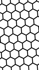 Black honeycomb on a white background. Isometric geometry. Vertical image orientation. 3D illustration