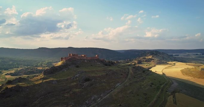 The ruins of the castle Riba de Santiuste of the IX century Guadalajara Castile Spain