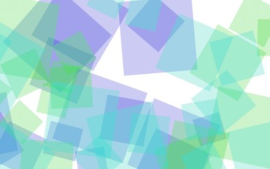 Multicolored translucent squares on white background. Green tones. 3D illustration