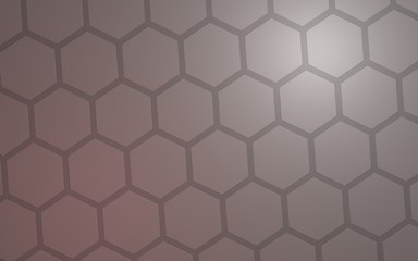 Honeycomb with color lighting, on a gray background. Perspective view on polygon look like honeycomb. Isometric geometry. 3D illustration