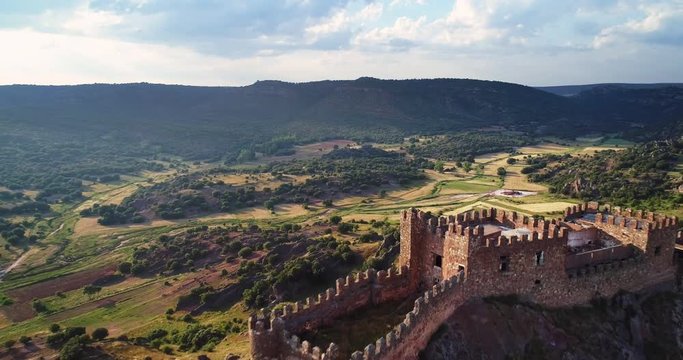 The ruins of the castle Riba de Santiuste of the IX century Guadalajara Castile Spain