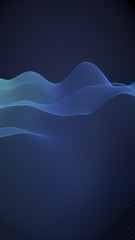 Abstract landscape on a blue background. Cyberspace grid. Hi-tech network. 3d technology illustration. Vertical image orientation. 3D illustration