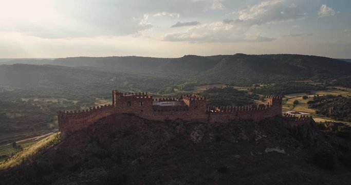 The ruins of the castle Riba de Santiuste of the IX century Guadalajara Castile Spain