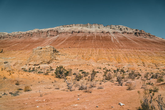 Takyr in Aktau white mountains in Altyn-Emel National Park, Kazakhstan