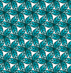 Vector Leaves Seamless Pattern. Abstract Grid Background. Geometric texture.