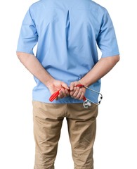 Nurse Holding a Stethoscope, Back View