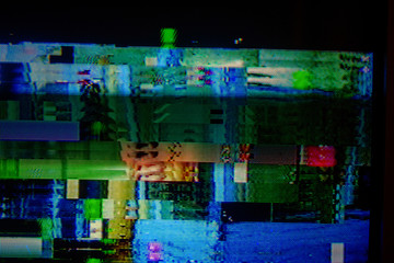 Television failure, LCD Screen glitch, LCD screen as abstract technology background.