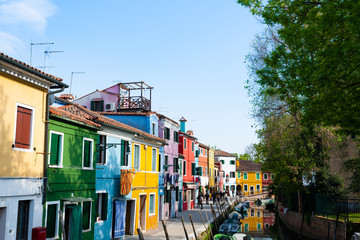 Fototapeta na wymiar Traditional Burano colored houses, Venice