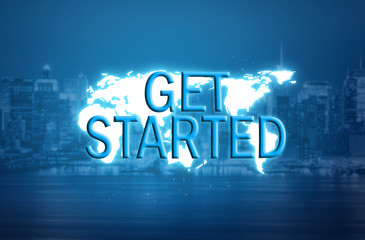 Digital get started text on blue background