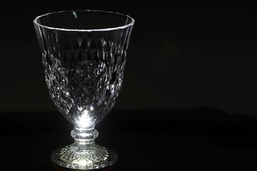 Close up cystal glass  on black background