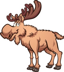 Happy cartoon moose. Vector clip art illustration with simple gradients. All in a single layer. 