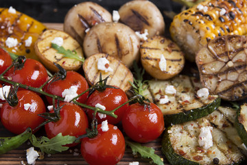 vegetable grilled tomatoes pepper paprika corn potatoes mushrooms
