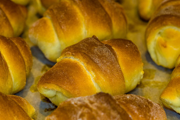 Homemade croissants with sweet filling