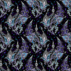 Abstract Flower. Floral Pattern. Watercolor illustration, modern style Seamless pattern, hand drawn detailed illustration