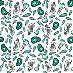 Hand drawn vector biologic seamless pattern.