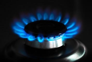 Gas Burner with Blue Flames