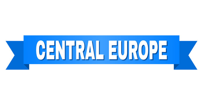 CENTRAL EUROPE text on a ribbon. Designed with white title and blue stripe. Vector banner with CENTRAL EUROPE tag.