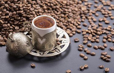 traditional turkish coffee and ottoman ornament coffee cup