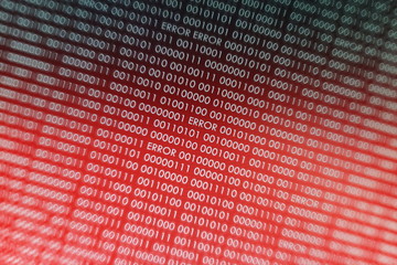 Red Binary Code. line of computer languages.