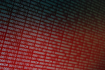 Red Binary Code. line of computer languages.