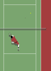 Aerial view of a tennis court