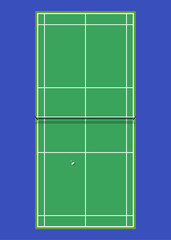 Aerial view of a badminton court