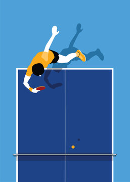 Aerial view of a table tennis table