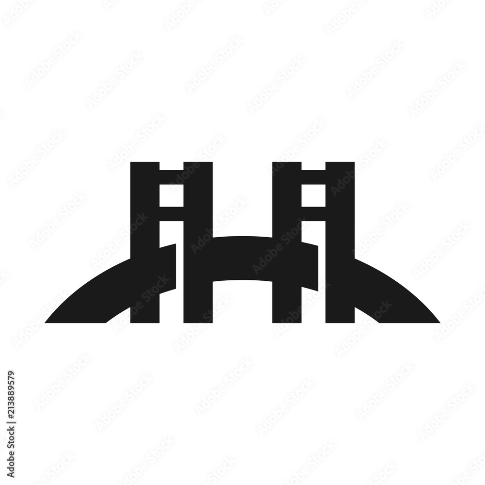 Poster bridge logo. buiding icon. transportation symbol. vector eps 08.