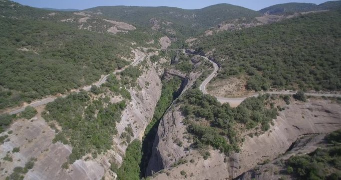 Aerial, Bridge Above De Las Palomeras Gorge, Pyrenees, Spain - native Version