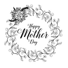 Happy mothers day card. Bright spring concept illustration with hand drawing flowers in vector