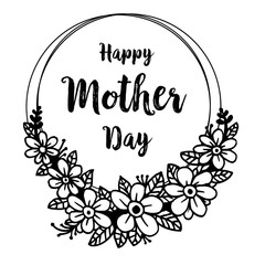 Happy Mother's Day text with flowers isolated on background