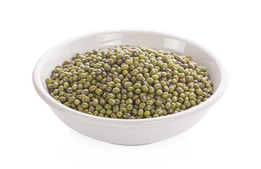 green beans,mung beans isolated on white background