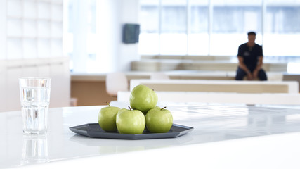 interior fresh apples on the table