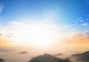 Sunrise sunset sky background of Mount Zion and Mount of Olives