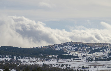 clouds in the mountains