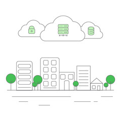 cloud symbol with data storage devices