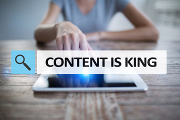 Content is king text in search bar. Business, technology and internet concept. Digital marketing.