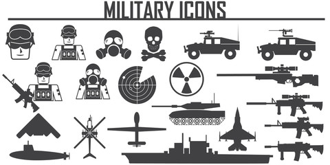 Collection of flat  icons - army and military theme